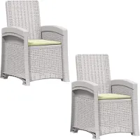 vidaXL Liegesessel Garten Rattan-Optik 2 stk. Weiß und Creme PP