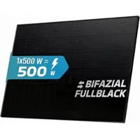 SUNNIVA Solarmodul 500 W FULL BLACK Bifazial Glas/Glas PV Modul Solarpanel - PMax 500W Bifacial N-Type, für Balkonkraftwerk oder PV Solar Anlage