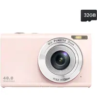 INF Digitalkamera 48 MP, 2,7 K FHD, 16-facher Digitalzoom, Webcam, Autofokus Rosa