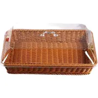 Typecat Basket with Lid,Basket Lid for Food,Tabletop Food Serving Basket,Woven