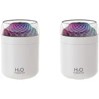 Melitt 2X Luftbefeuchter Aus Glas mit Buntem Licht, Nachttisch-Dekoration, Nachtlicht, USB, Großer Nebel-Luftbefeuchter, Weiß