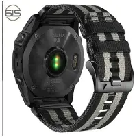 INF Schnellwechsel-Nylonarmband für Garmin Fenix 5X 6X 7X Tactix 7 Pro Black + light gray 22 mm