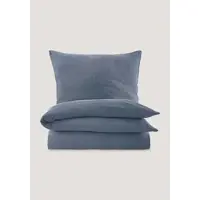 Hessnatur Musselin Bettwäsche-Set in stahlblau | Gr.: 155x220 cm (40x80 cm)