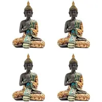 Typecat 4X Buddha Statue Thailand Skulptur Harz Hand Gemachter Buddhismus Hindu Feng Shui Figur Meditation Meditation Haus Dekor Ornament