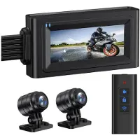 Tlily Motorrad-Fahrtenrekorder, 3,16 Zoll, Touchscreen, Front- und Rückkamera-Recorder mit Speicherkarte, Dual-Recording + WLAN + GPS + 64 GB
