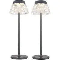 Globo Lighting 2x LED Tischleuchte, Touchdimmer, Anthrazit, Akku, H 38 cm