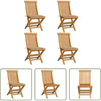 The Living Store Gartenstühle mit Beige Kissen 4 Stk. Teak Massivholz