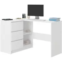 Happy Babies Eckschreibtisch 112x76 cm Computertisch mit Stauraum L Form Bürotisch Schreibtisch mit Schubladen Ecktisch Weiß