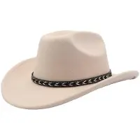 OEM Flexibele Westerse Opgerolde Hoed – Cattleman Stijl met Riem – Brede Rand – Beige