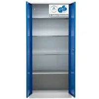 Proregal Stahlschrank BEE mit 10 lackierten Fachböden | HxBxT 195x92x50cm | Weiß-Blau | Werkstattschrank Werkzeugschrank Aktenschrank Universalschrank