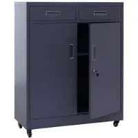 Décoshop26 - Metallschrank mit praktischen Rollen fürs Büro 116 x 90 x 40 cm dunkelgrauer Stahl 04_0008878