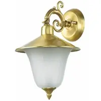 Licht-Erlebnisse Außen Wandlampe Messing Glas rostfrei Rustikal verziert ANDROS Außenleuchte Haustür Hof Terrasse
