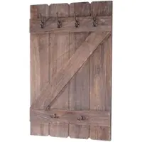Décoshop26 - Wandgarderobenplatte mit 6 Haken 91 x 60 cm braunes Kiefernholz 04_0001009