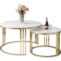 Lookway Runder Couchtisch 2in1 LORI goldener Chrom Hochglanz