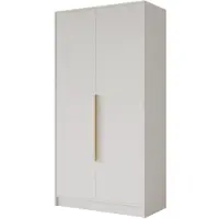 ALTDECOR Kleiderschrank PERE - 100x200x51 Weiß Schrank Garderobenschrank Mehrzweckschrank mit modernen glatte Fronten und goldenen Griffen