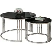 Lookway Runder Couchtisch 2in1 LORI silberner Chrom Hochglanz