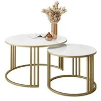 Lookway Runder Couchtisch 2in1 LORI GLASS mit goldenem Gestell
