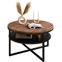 Lookway Runder Couchtisch CIRI-X mit Ablage Eiche Artisan Wotan Stirling