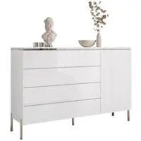 Lookway Kommode mit Schubladen AURORA SILVER 4S1D auf verchromten geraden Beinen