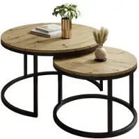 Lookway Runder Couchtisch CIRI 2in1 rund Eiche Artisan Stirling Wotan