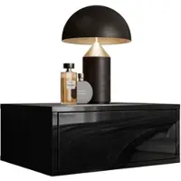 Lookway HÄNGENDER Nachttisch BLANCO Hochglanz Schwarz PUSH OPEN