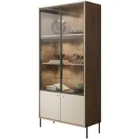 Lookway VITRINE ISA, zweitürig mit LED-Beleuchtung und hohen Füßen.