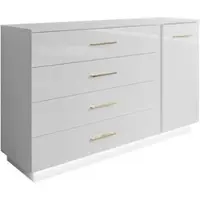 Lookway SIDEBOARD LINA II 1D4S mit LED-Beleuchtung Griffe Goldchrom