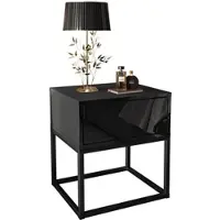 Lookway NACHTTISCH BLANCO LOFT II auf schwarzem Gestell Schwarz Hochglanz