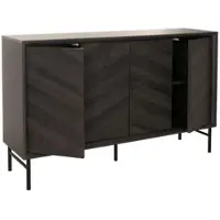 Décoshop26 - Kommode mit 4 Staufächern aus Mangoholz 94 x 151 x 40 cm dunkelgrau 04_0006003
