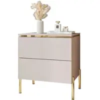 Lookway NACHTTISCH AURORA II auf gerade Gold Chrom Beine Kaschmir
