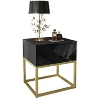 Lookway NACHTTISCH BLANCO GOLD II auf goldenem Gestell Schwarz Hochglanz