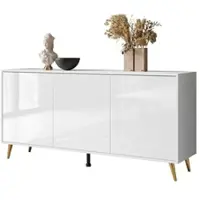 Lookway SIDEBOARDS SANAYI auf goldenen Beinen, Hochglanz Weiß/Golde Beine
