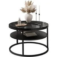 Lookway Runder Couchtisch CIRI SLIM mit Ablage Hochglanz