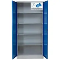 Proregal Stahlschrank Bee 10 Fachböden HxBxT 195 x 92 x 60 cm Verzinktes & Verstärktes Fachbodenmaterial Grau & Blau