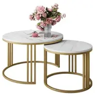 Lookway Runder Couchtisch 2in1 LORI LEVANTO mit goldenem Gestell