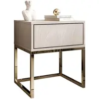 Lookway NACHTTISCH BLANCO KASZMIR auf verchromtem Gestell PUSH OPEN kaschmir/gold chrom