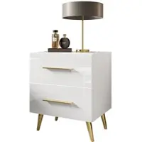 Lookway NACHTTISCH AURA LUX mit Hochglanzplatte auf Beinen – Beinfarbe: Gold