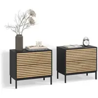 Livinity NACHTTISCH Aterno Goldkraft Eiche/Anthrazit 2er set