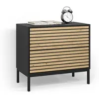 Livinity NACHTTISCH Aterno Goldkraft Eiche/Anthrazit mit 2 Schubladen