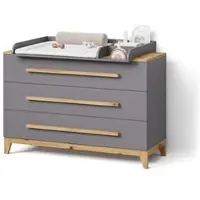 Livinity WICKELKOMMODE Mailo Grau/Artisan XL mit 3 Schubladen