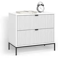 Livinity NACHTTISCH Aterno Weiß mit 2 Schubladen