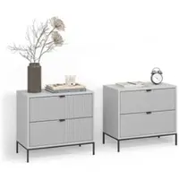 Livinity NACHTTISCHE Aterno Grau 2er Set
