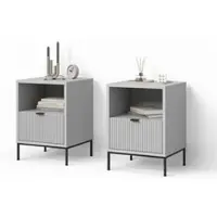 Livinity NACHTTISCH Aterno Grau 2er Set