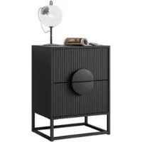 Lookway NACHTTISCH LUNO mit gerillter Front auf Gestell schwarz