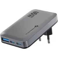 Forcell , GaN III 65W Wandladegerät mit 2 USB-C + USB, Schnell, schlank, Grau