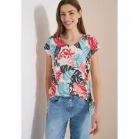 Cecil Kurzarmshirt Sommershirt in Ausbrenner-Optik/mit floralem Print