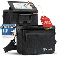 MIVELO Lenkertasche mit verstellbarem Handyfach 6L „OSKAR“ - Schwarz-Reflektierend - Bestseller,oft gekauft