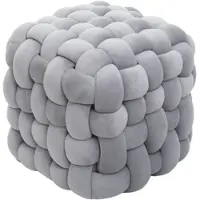 Mendler Hocker HWC-Q48, Sitzhocker Ottomane Polsterhocker Knoten-Pouf, Samt (220g/m2) 39cm ~ dunkelgrau
