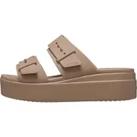 Crocs Sandalen Brooklyn Buckle Low Wedge Damen Latte-Schuhgröße 36 - 37