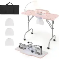 Northix Klappbarer Nageltisch mit elektrischer Staubabsaugung, Rosa